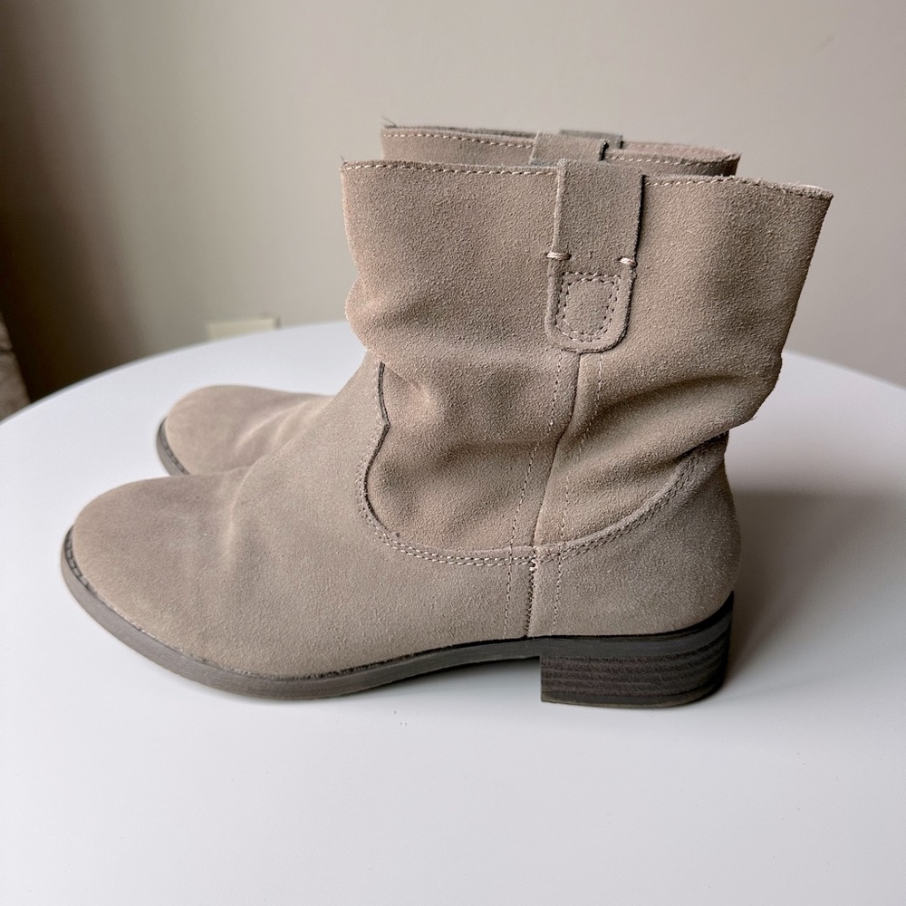 Gray suede ankle booties